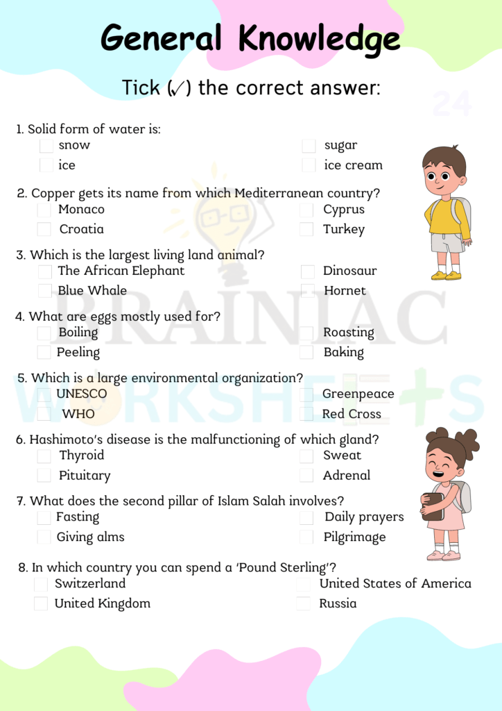 class 2 gk worksheet