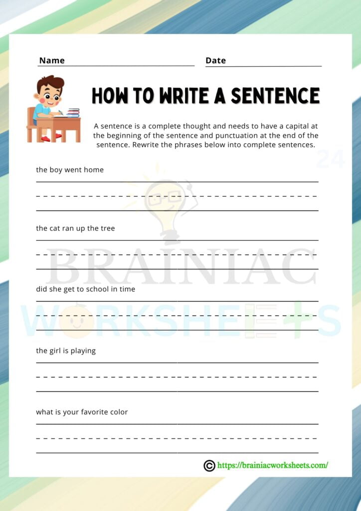 english worksheet for class 1