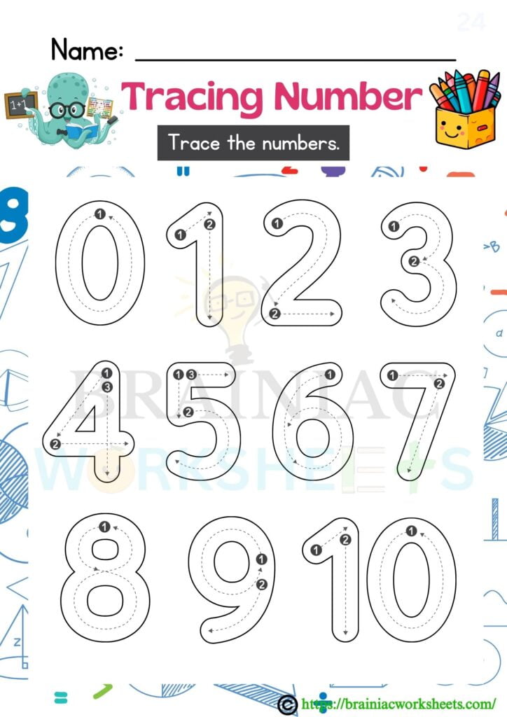 number tracing lkg maths worksheet