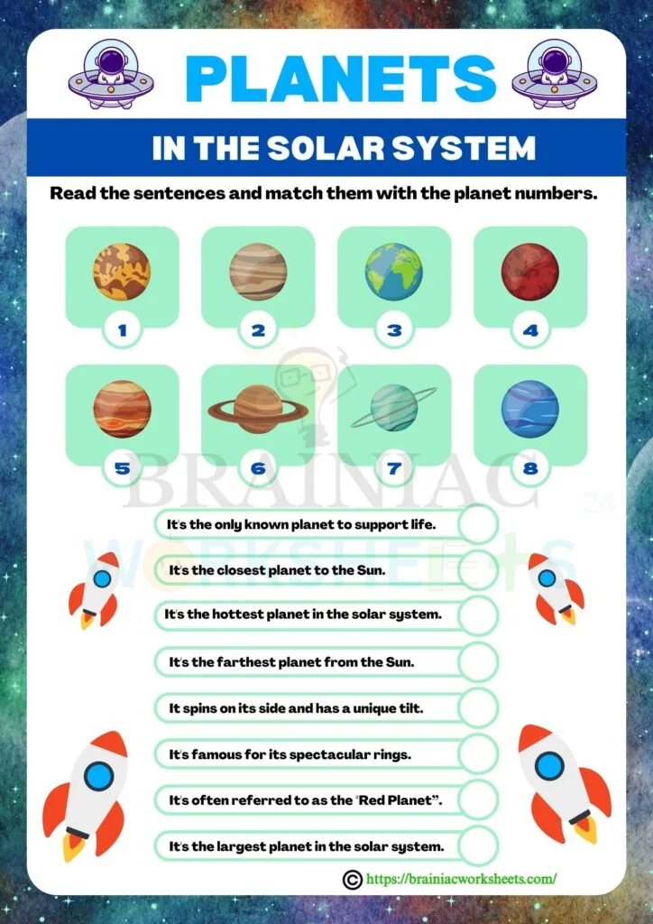 Solar System Matching Worksheets