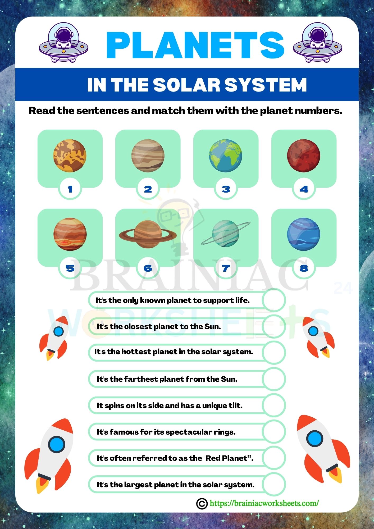 Planets In The Solar System Science Worksheet For Class 3 - Brainiac ...