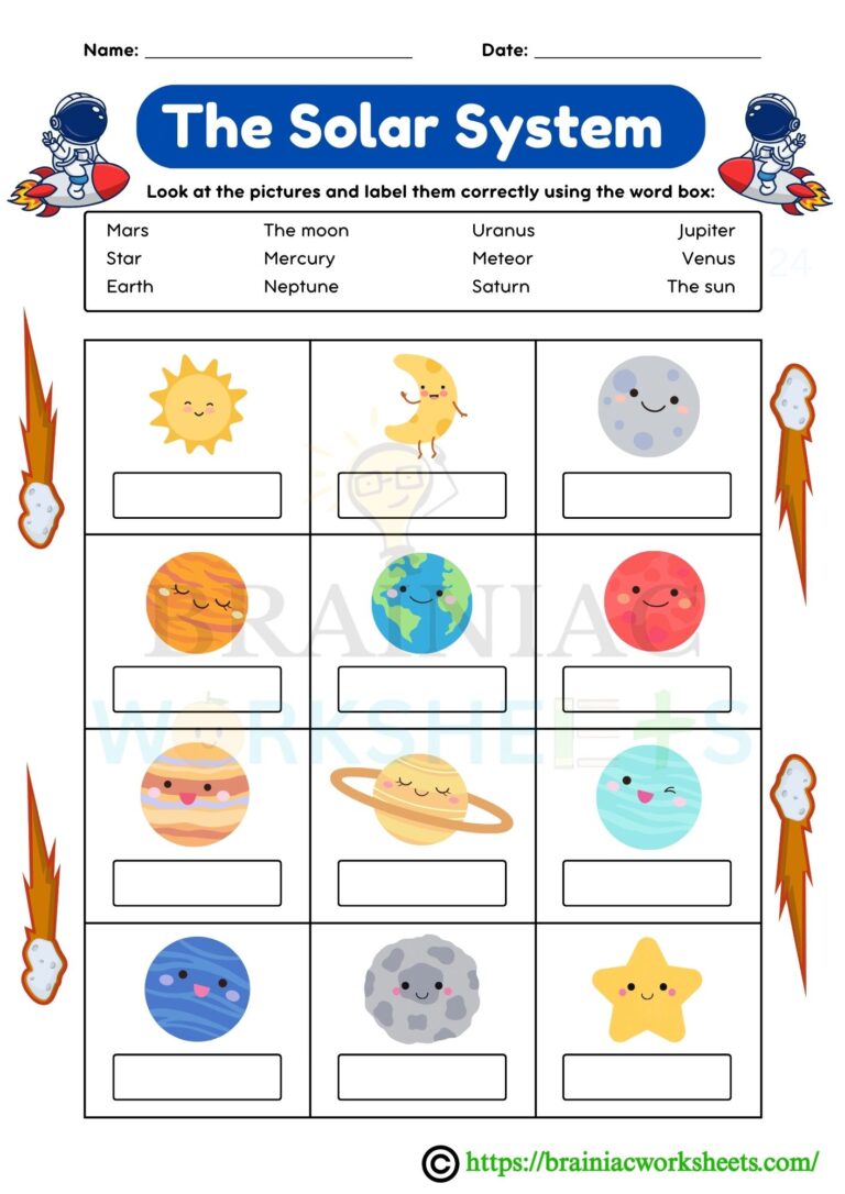 Solar System Vocabulary Class 3 Science Worksheet - Brainiac Worksheets