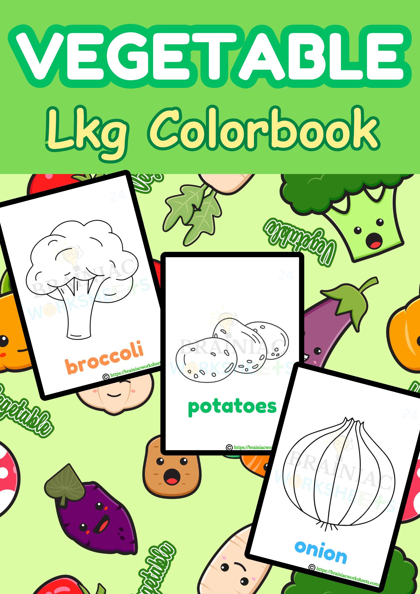 Vegetables Lkg Coloring Book Brainiac Worksheets