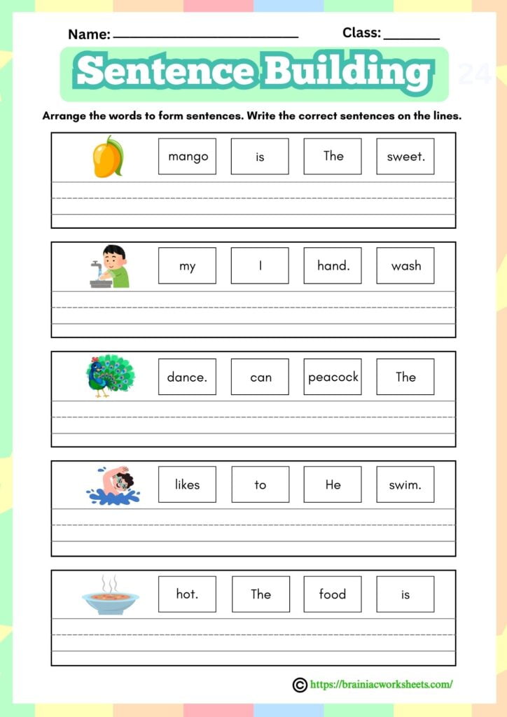 english worksheet for class 1