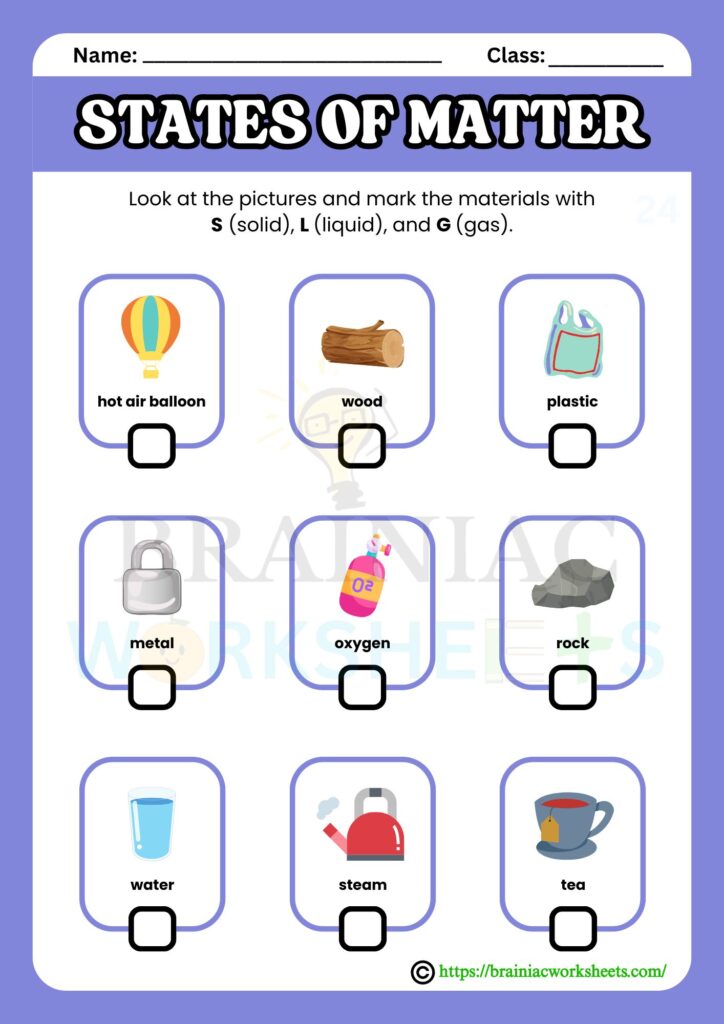 science worksheet for class 3