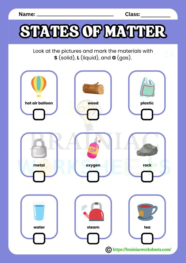 science worksheet for class 3