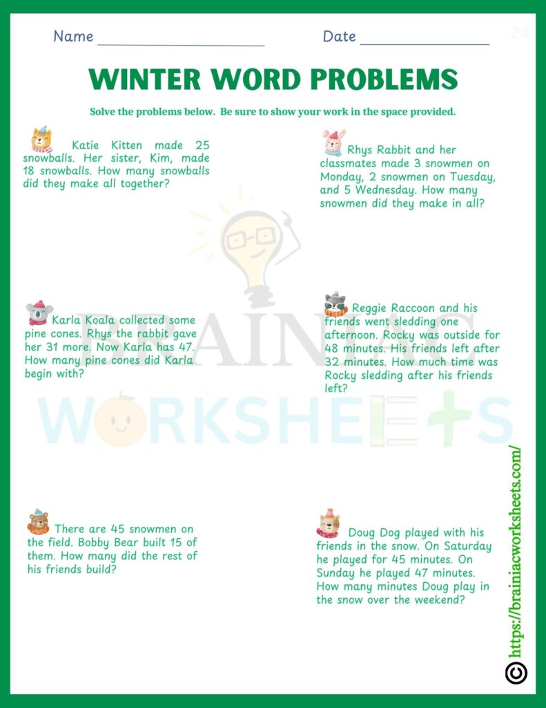 maths worksheet for class 2