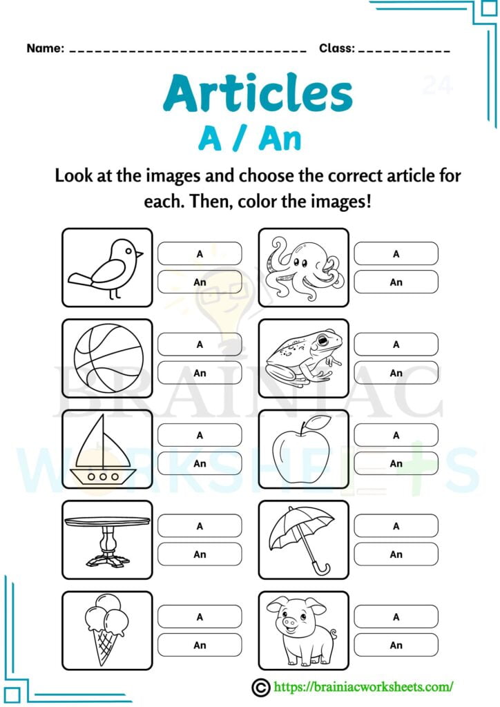 english worksheet for class 1
