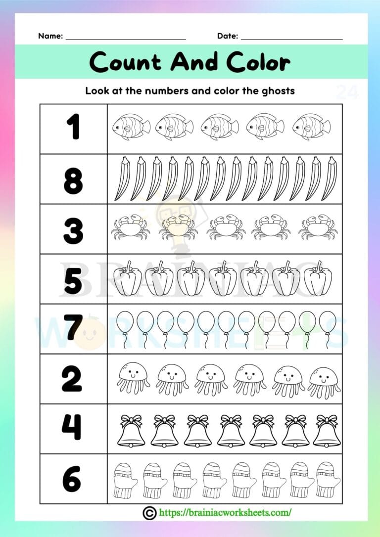 Count And Color Ukg Maths Worksheet Brainiac Worksheets