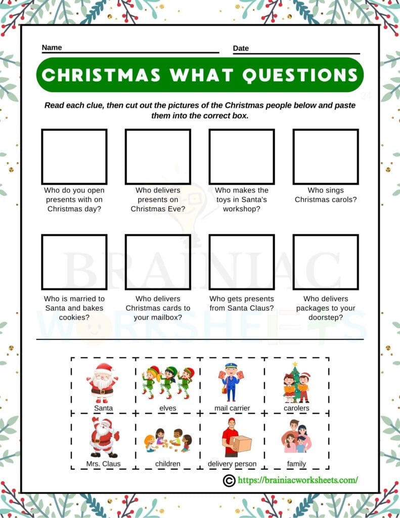 christmas drawing worksheet for class 4