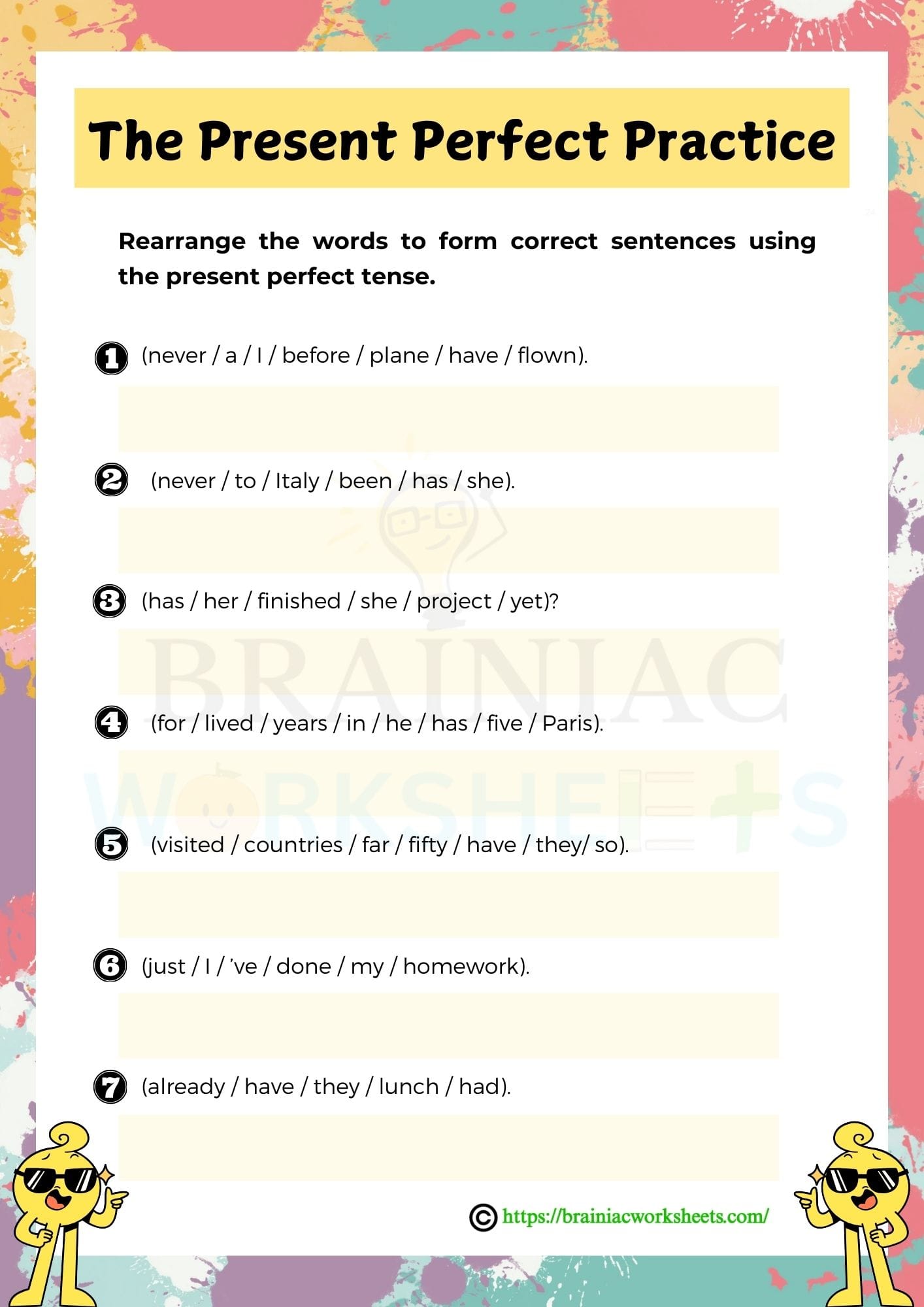 Rearrange Sentences Present Perfect Tense English Worksheet For Class 2