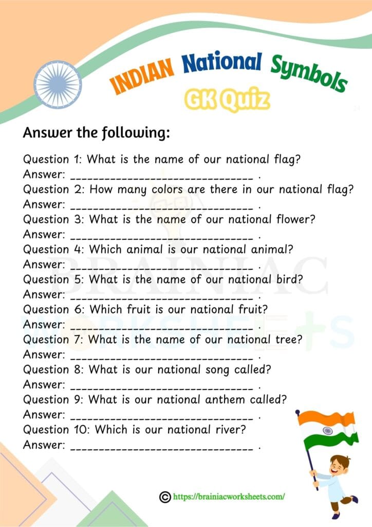gk worksheet for class 1