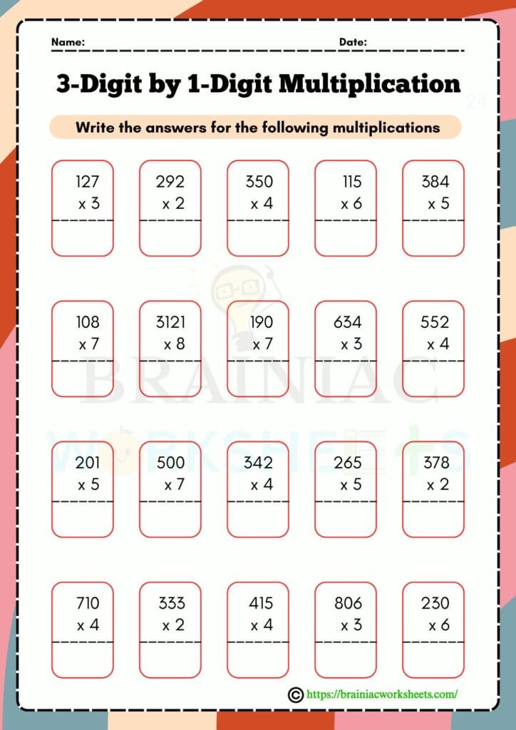 maths worksheet for class 3