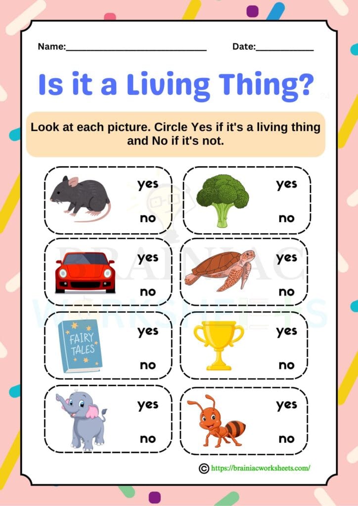 science worksheet for class 1