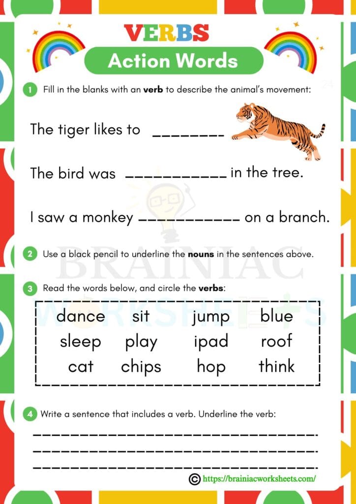 english worksheet for class 1