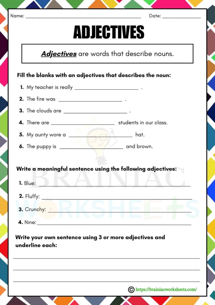 english worksheet for class 2