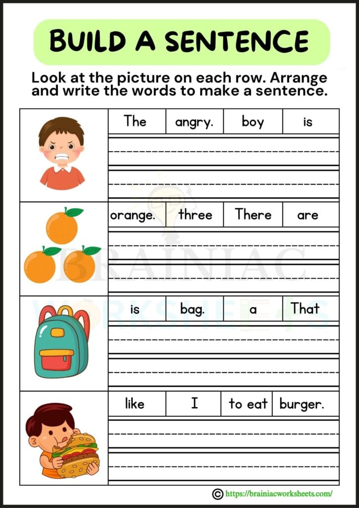 english worksheet for class 1