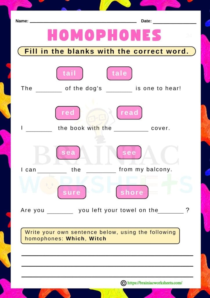 english worksheet for class 1
