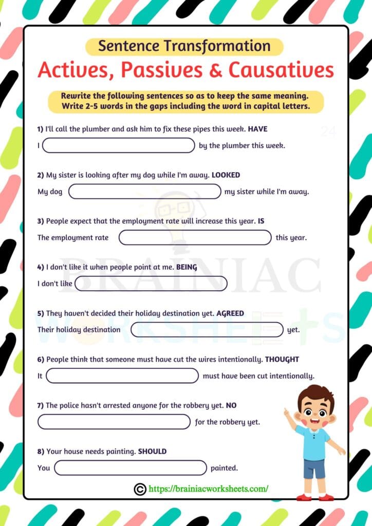 english worksheet for class 5