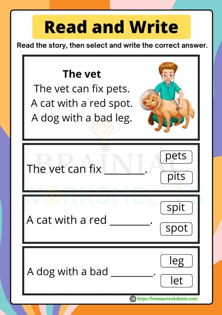 english worksheet for class 1