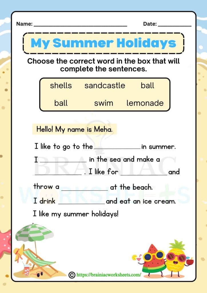 english worksheet for class 1