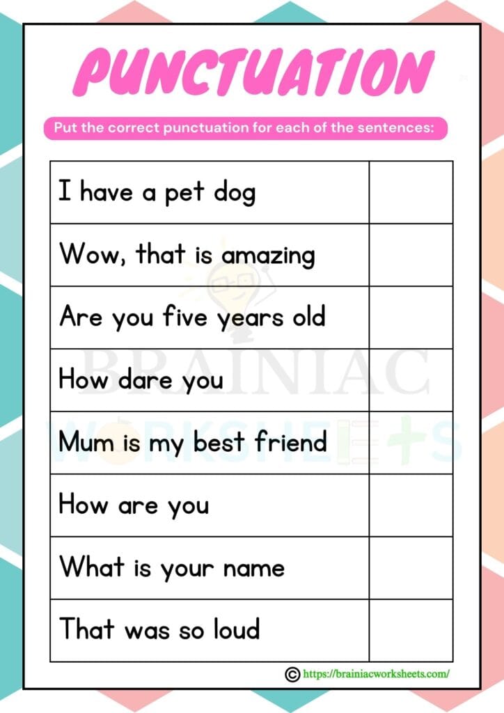 english worksheet for class 1