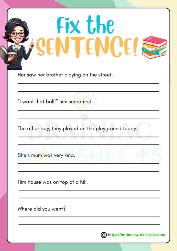 english worksheet for class 1