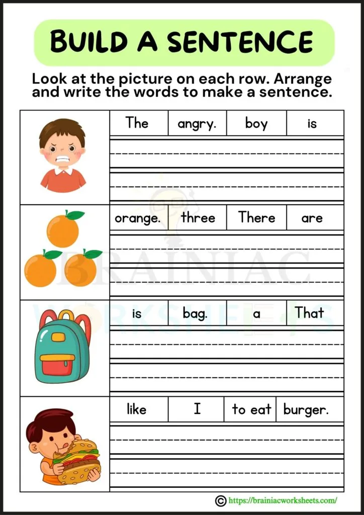 english worksheet for class 1
