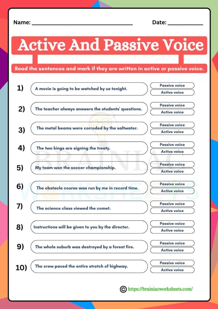 English worksheet for class 4