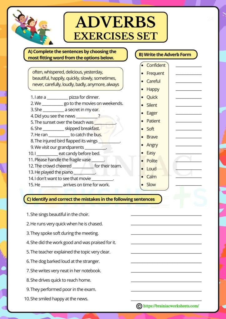 English worksheet for class 5