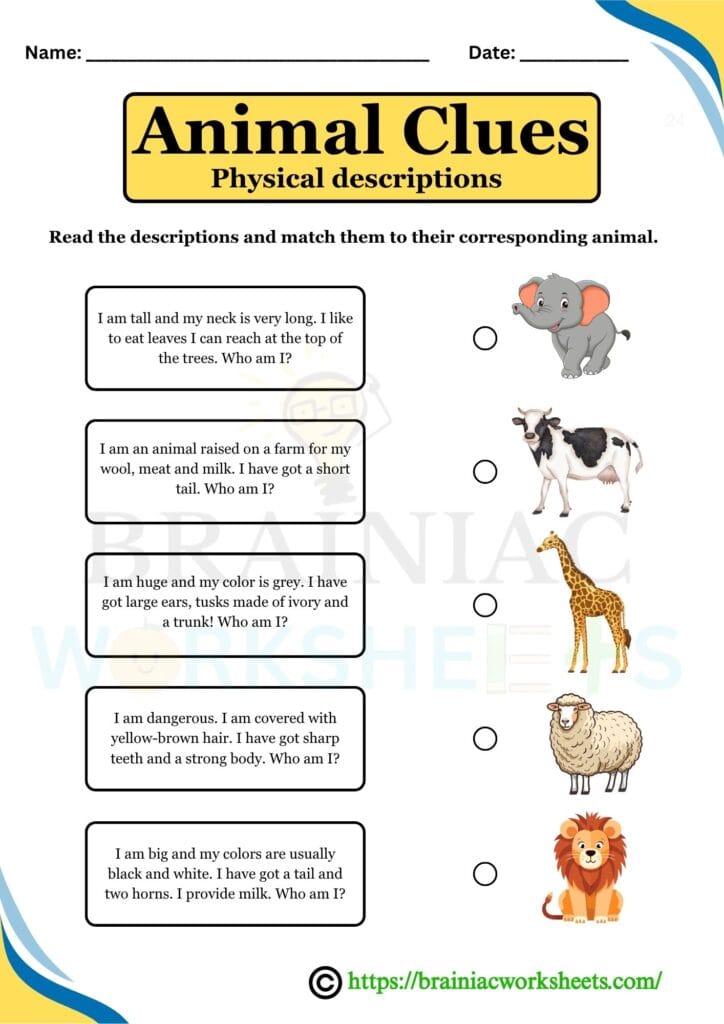 science worksheet for class 1