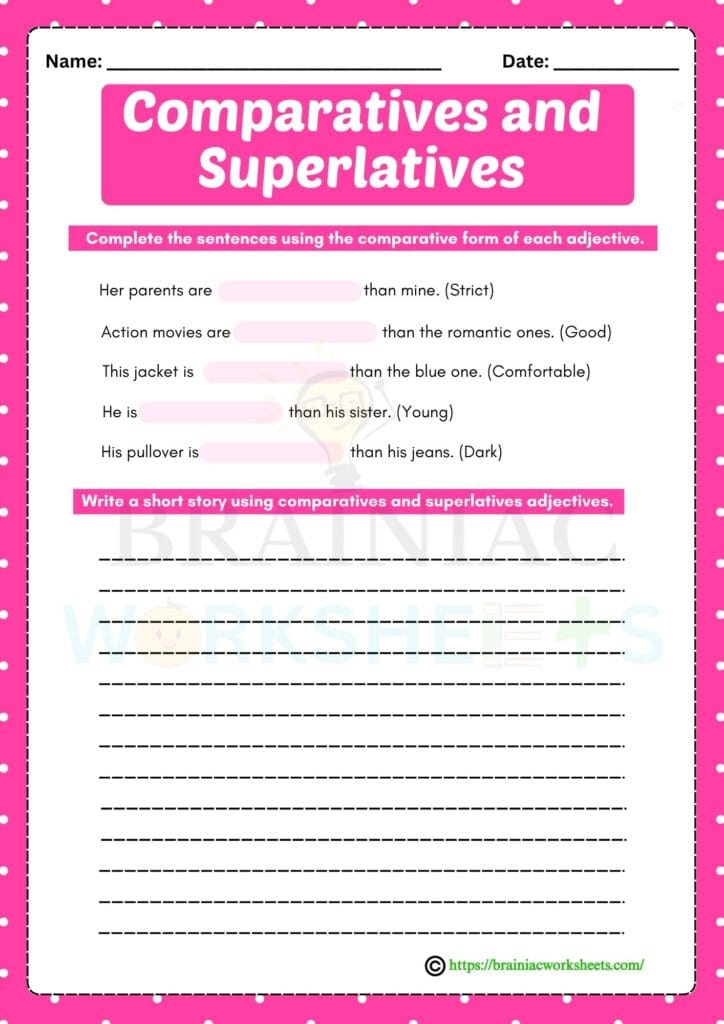 English worksheet for class 4