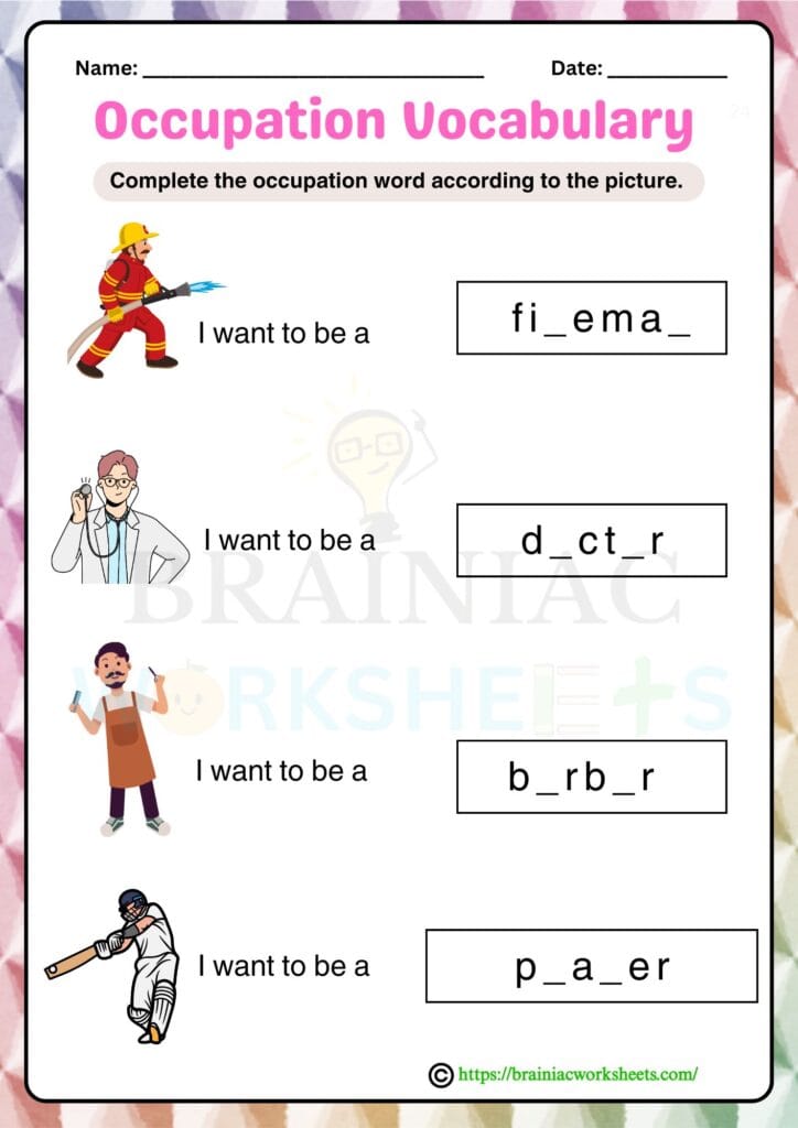 English worksheet for class 1