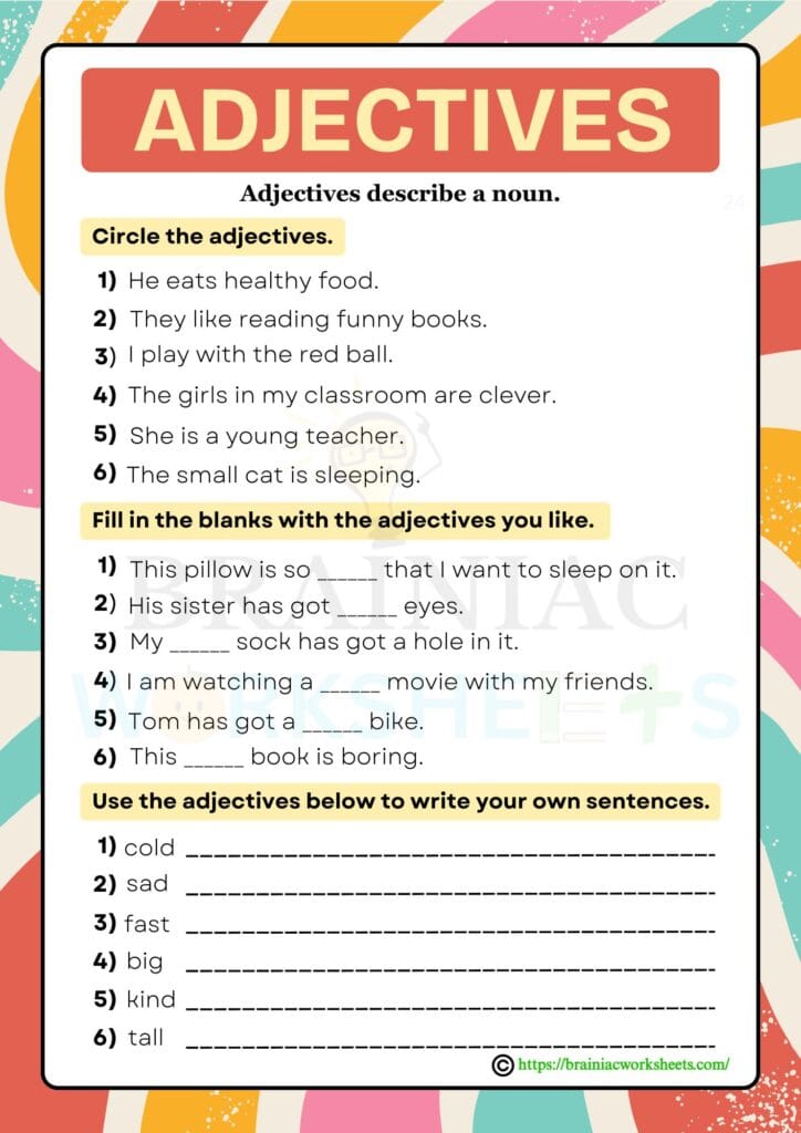 english worksheet for class 3