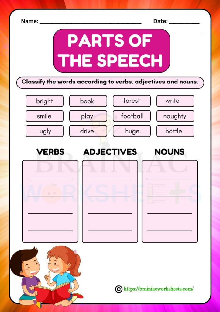 English worksheet for class 2