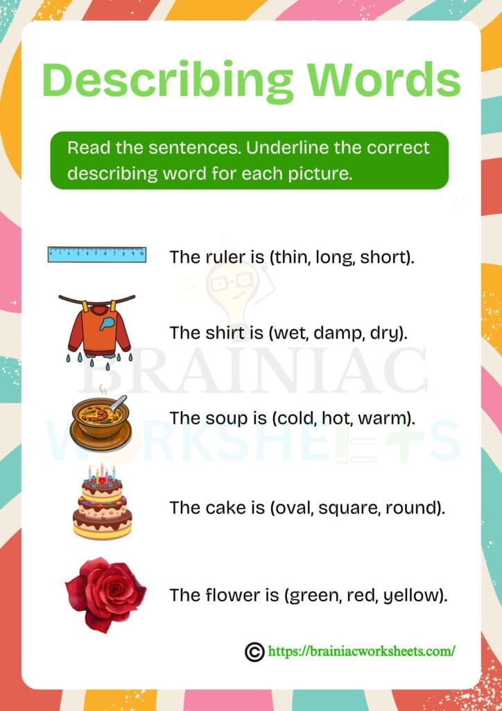 English worksheet for class 1