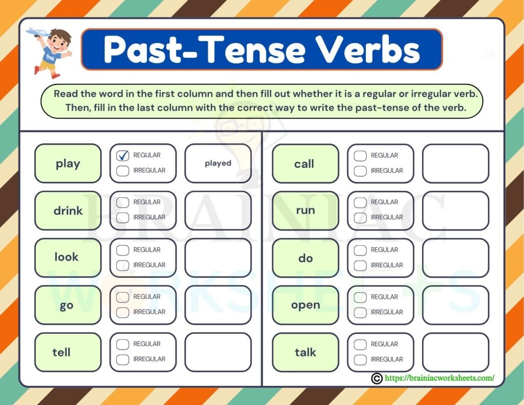 English worksheet for class 3