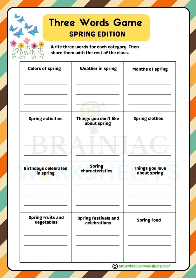 EVS worksheet for class 4