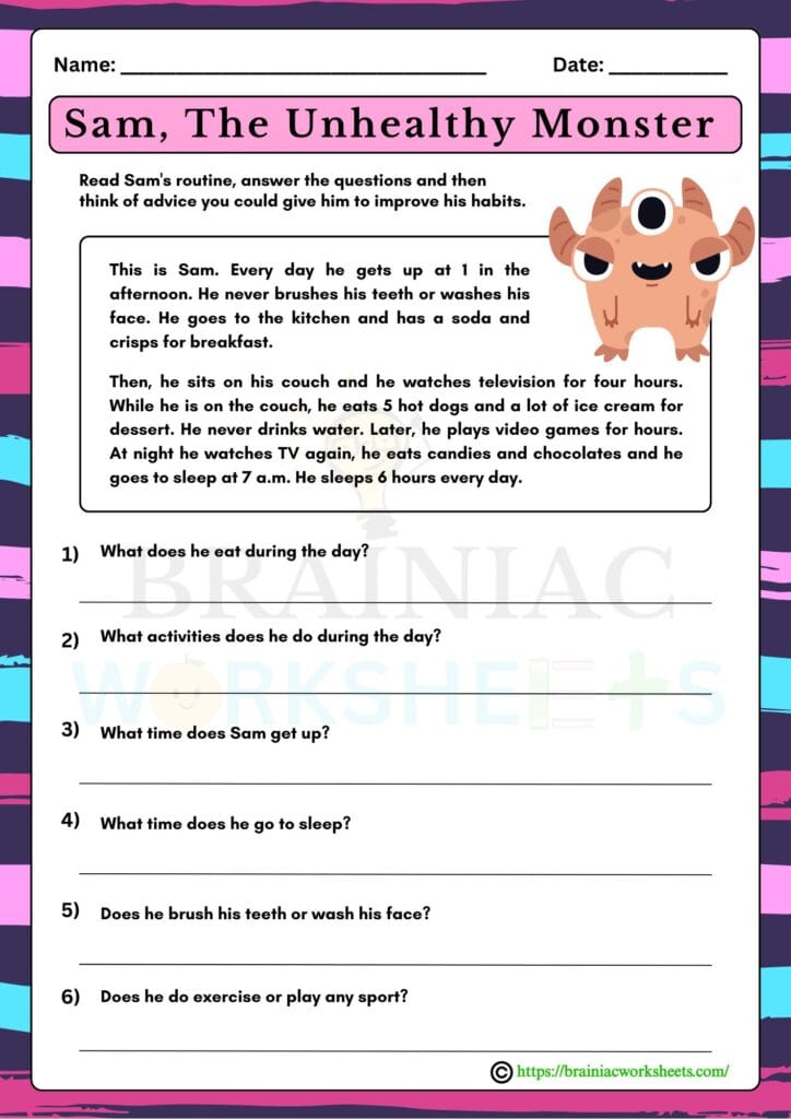 English worksheet for class 2