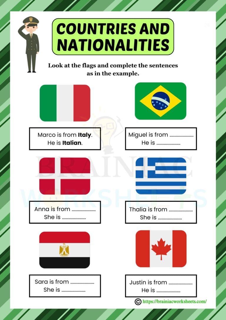 GK worksheet for class 4