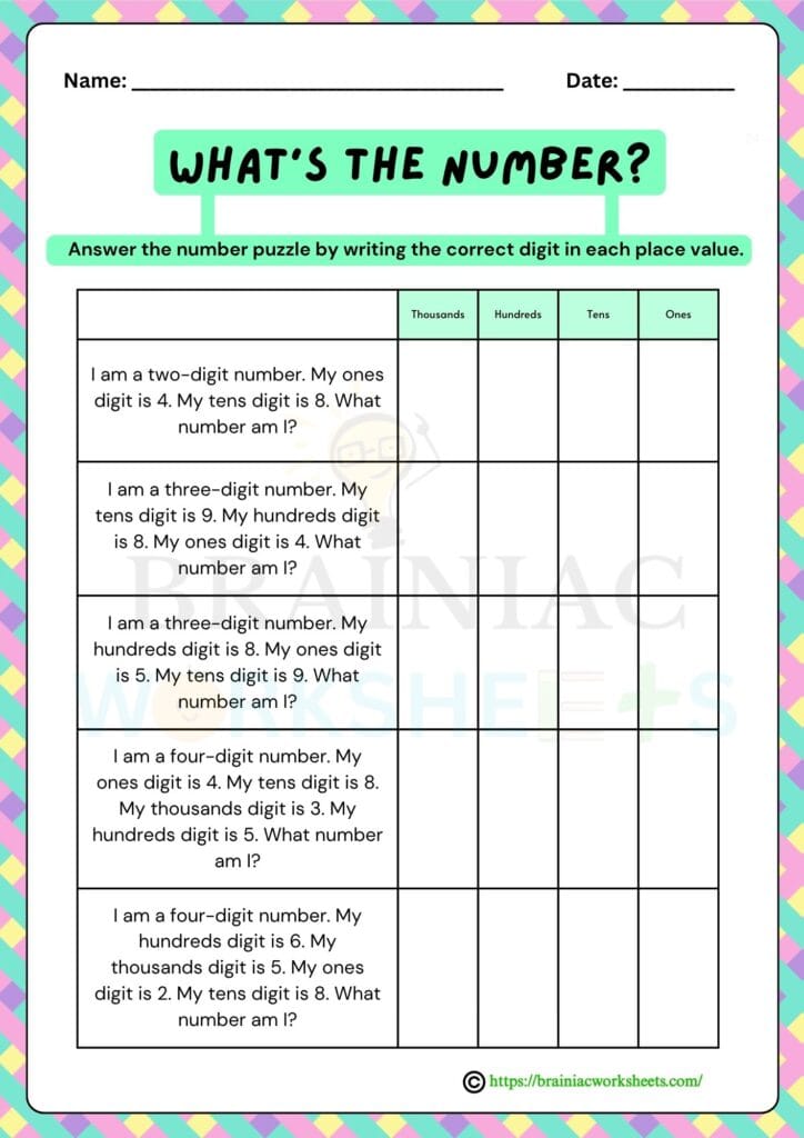 maths worksheet for class 2