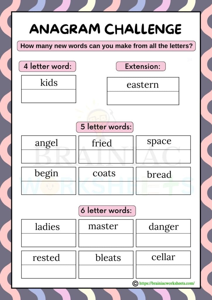 English worksheet for class 4