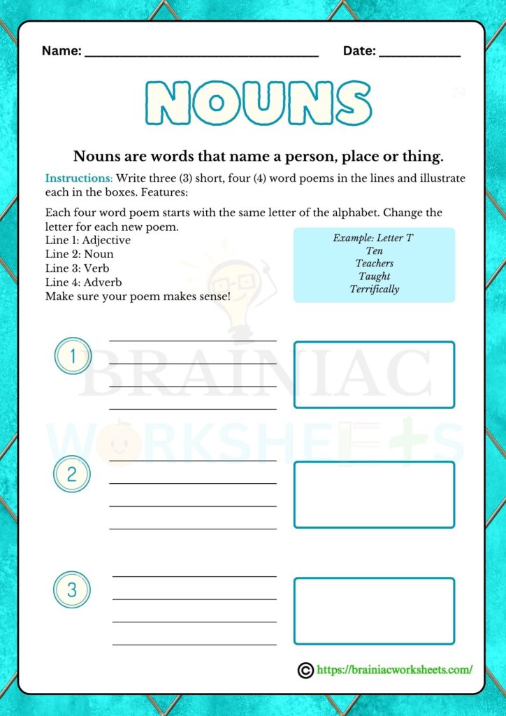 English worksheet for class 3