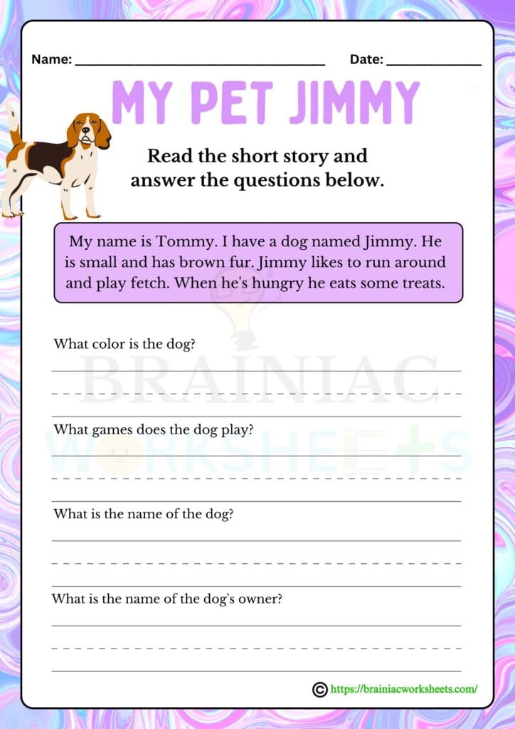 English worksheet for class 2