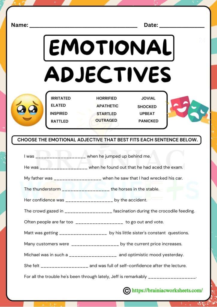 English worksheet for class 5