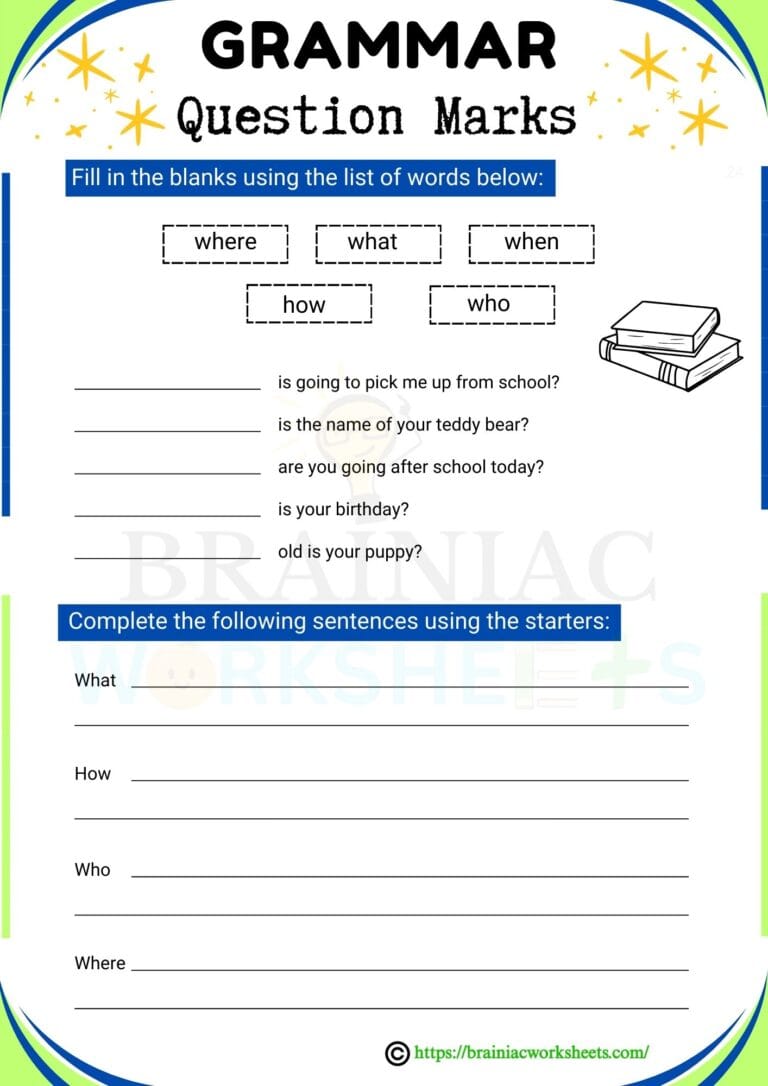 English worksheet for class 2