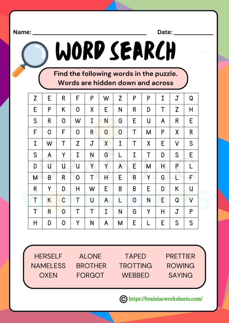 English worksheet for class 2