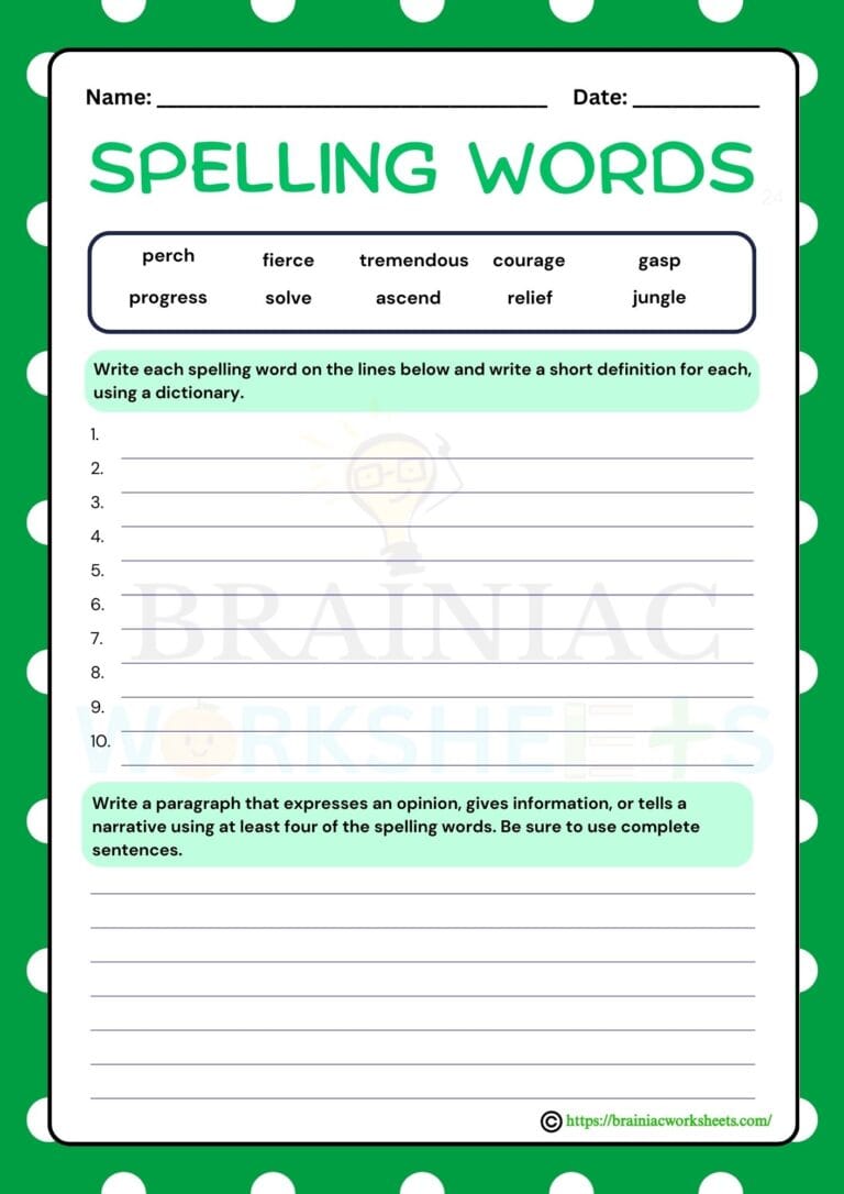 English worksheet for class 4