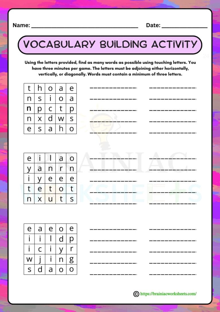 English worksheet for class 2