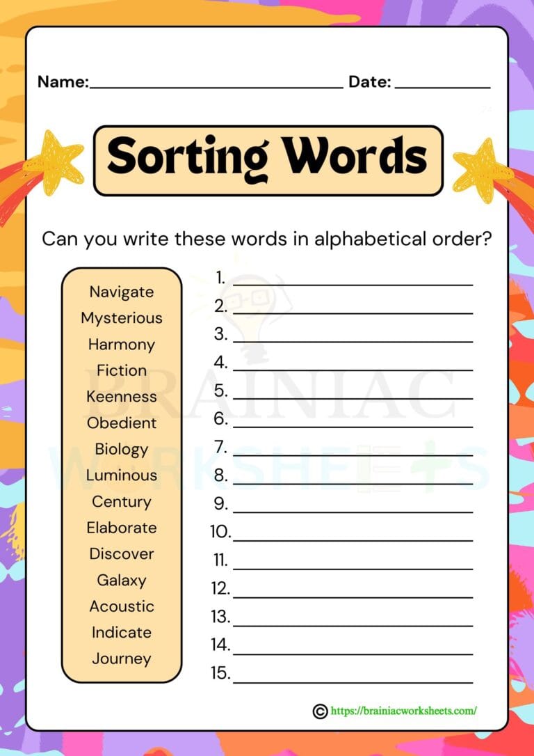 English worksheet for class 4